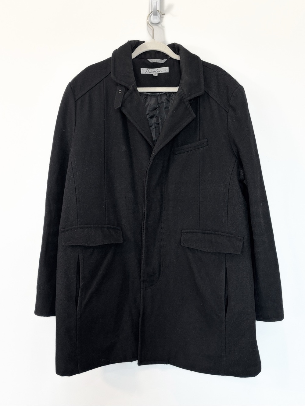 Kenneth Cole Men Black Wool Pea Coat